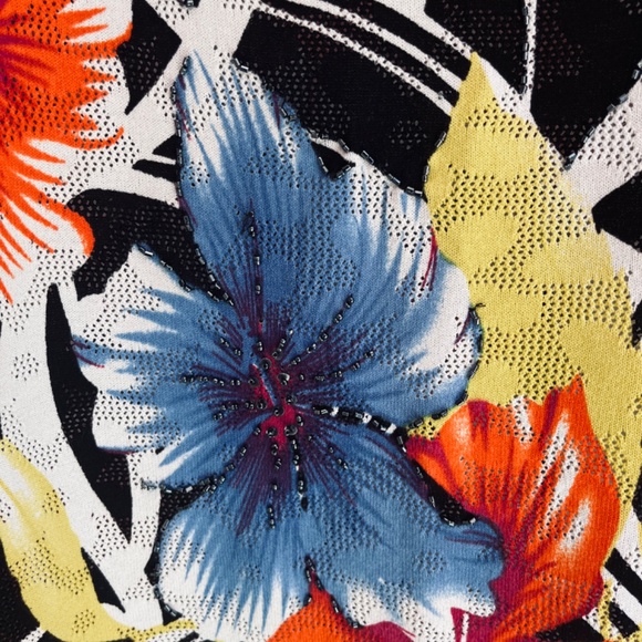 Rare Vintage Beta's Choice Openwork Beaded Tropical Floral Top Women's - Picture 3 of 12